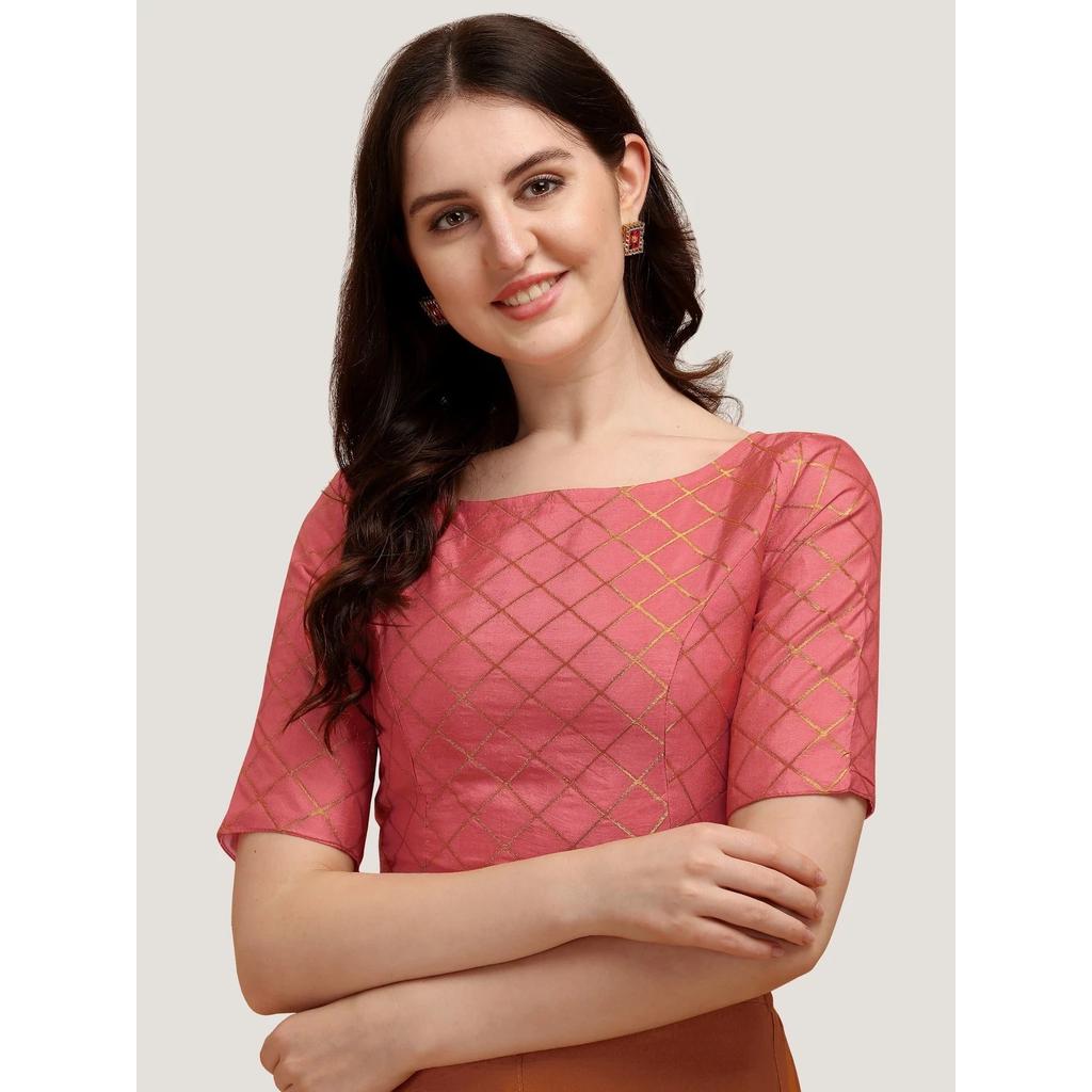 Hermosa Blusa de Trabajo Tejida en Jacquard Ropa para Fiesta de Boda India Choli Cosido
