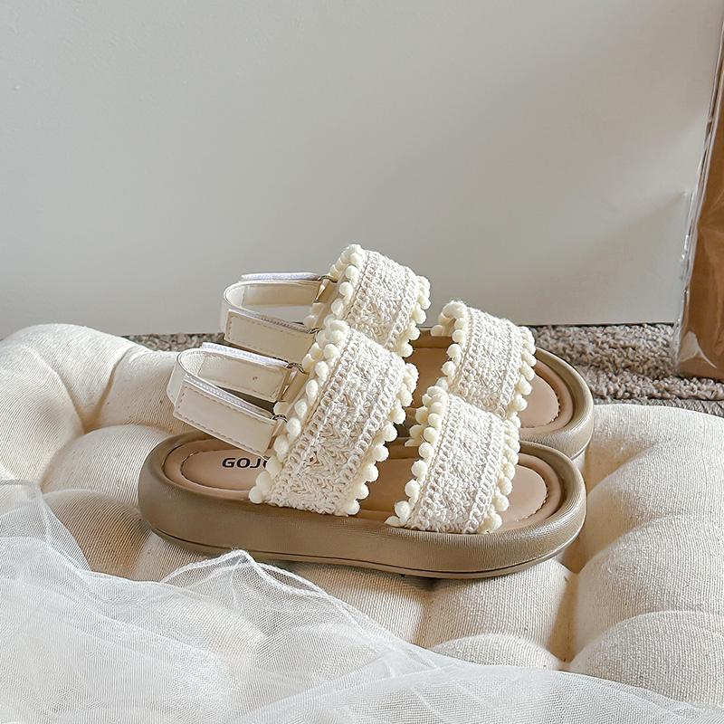 Kids Fashion Girls Sandals New Soft Ethnic French Wind Open-toe Cool Breatheable Princess Shoes Children Versatile Platform
