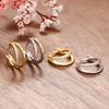 2PCS Stainless Steel Double-layer Cartilage Piercing Earrings For Women Zircon Gold Color Hoop Earring Fashion Wedding Jewelry