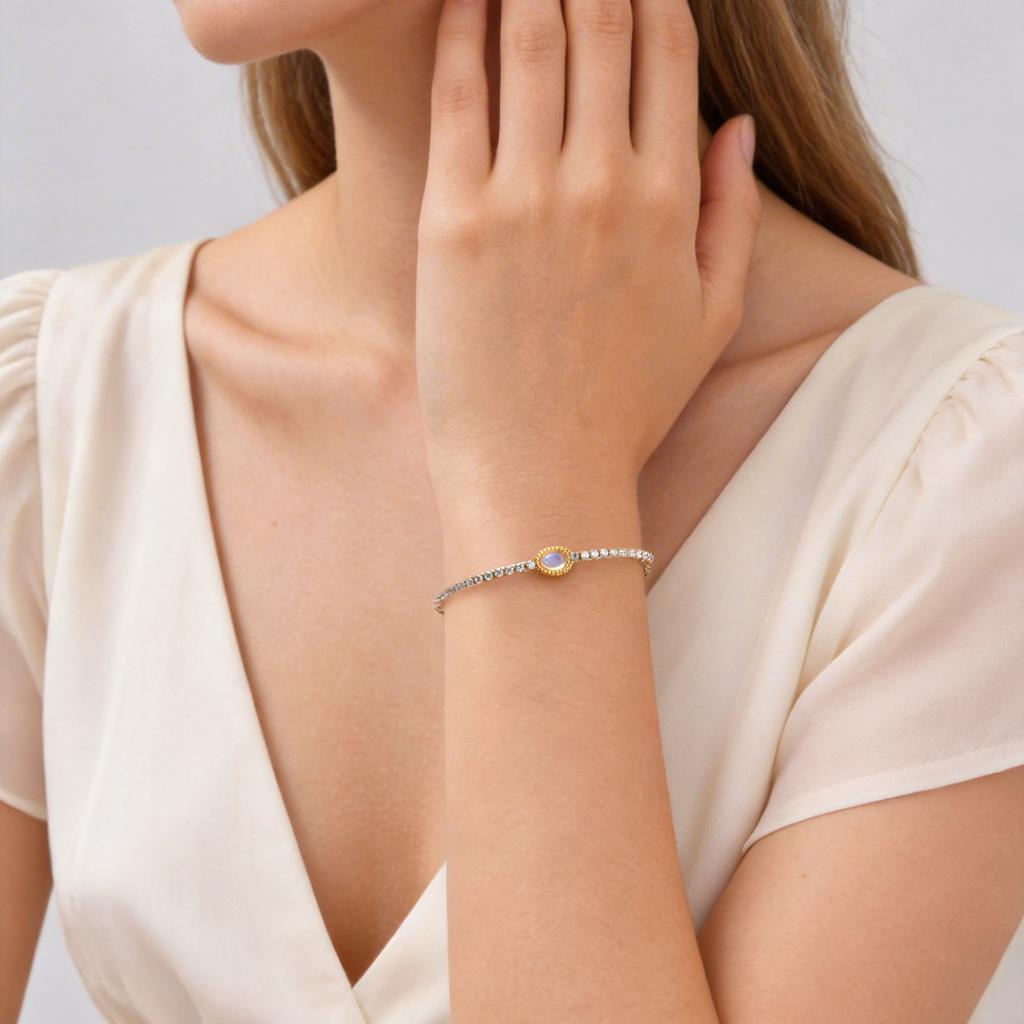 Wind Stainless Steel Zircon Chain Bracelet, High-End Luxury Women'S Jewelry Br-2740