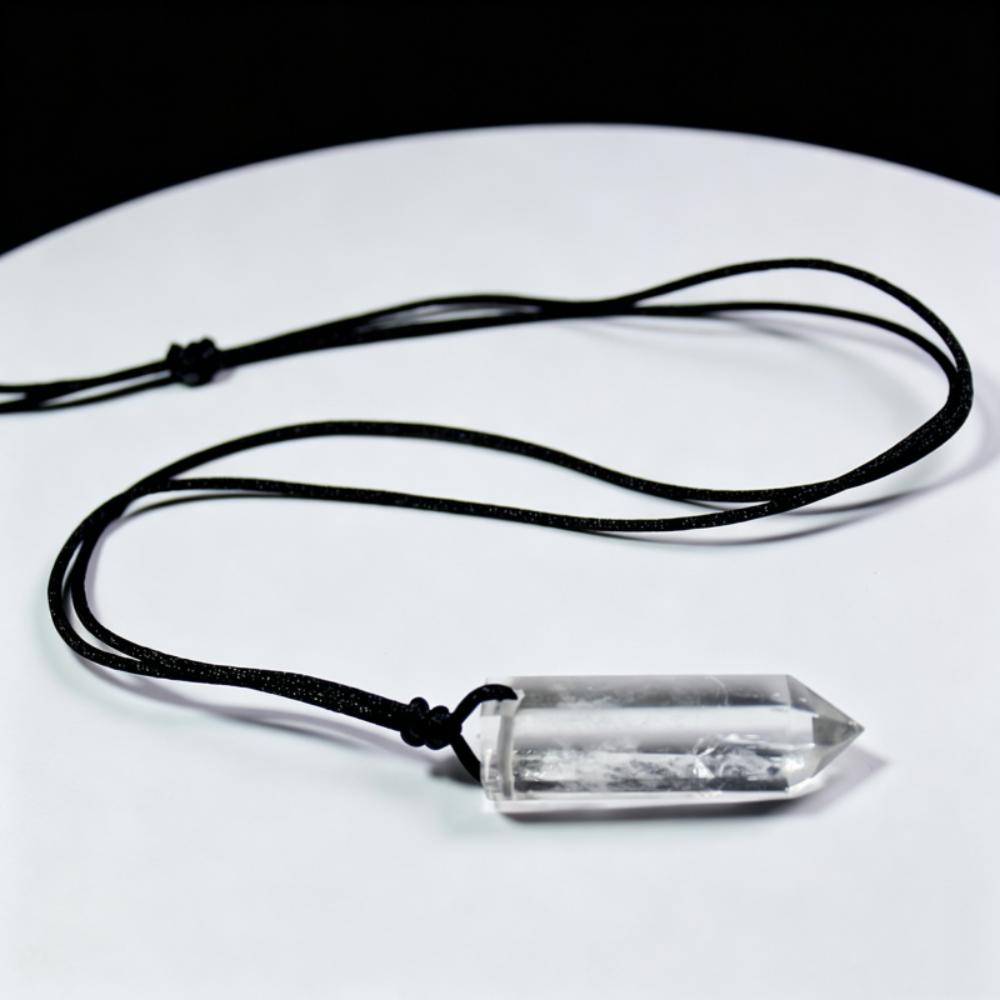Waxed Cotton Cord Natural Crystal Necklace Adjustable Rope Stone Pendant Jewelry Gift