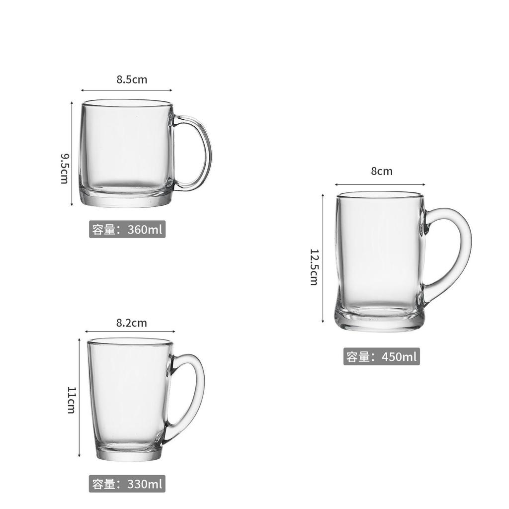 Durable And Heat Resistant Glass Mug With Handle For Home Office And Restaurant Use 330ml