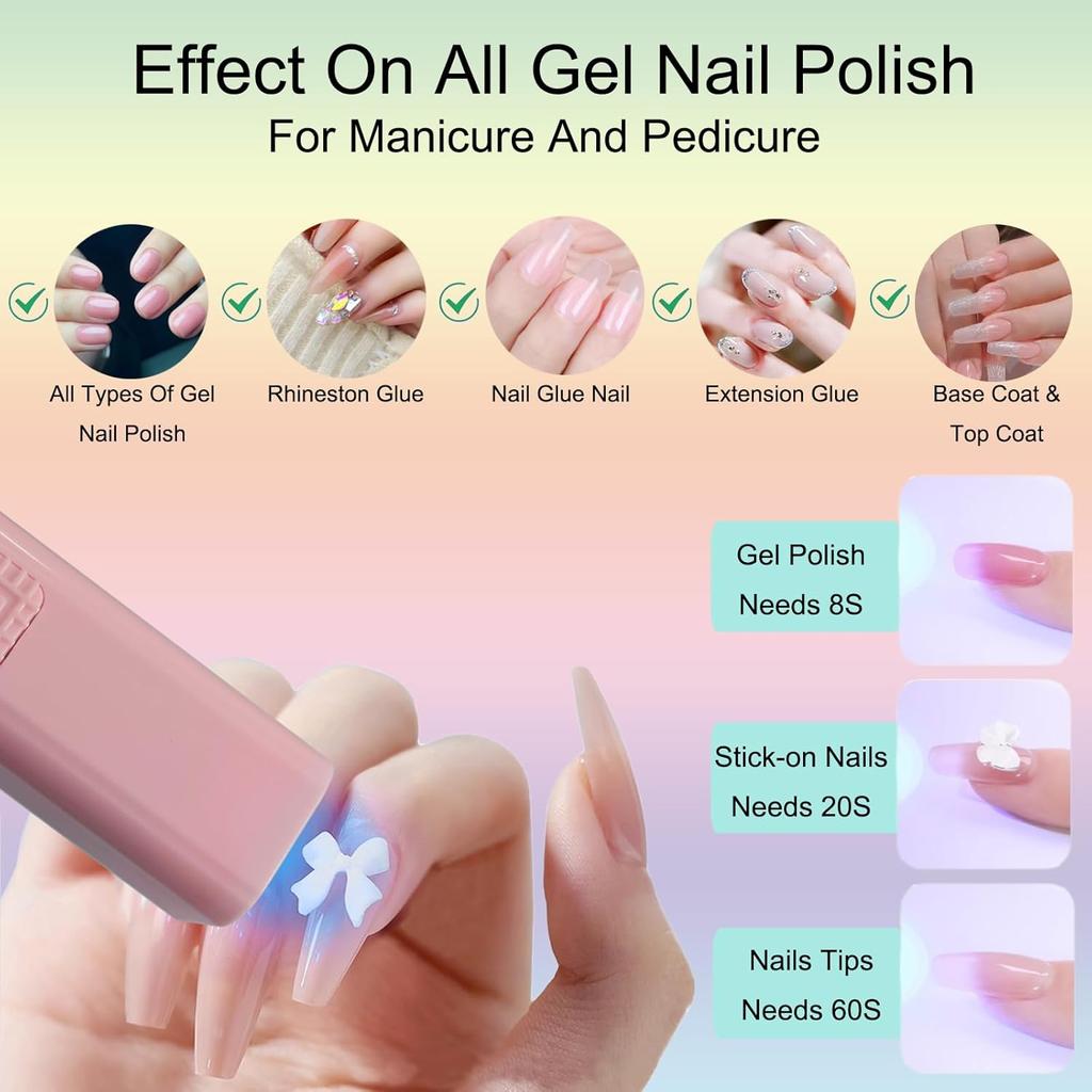 Mini Nail Lamp Handheld UV LED Nail Light For Curing All Gel Polish USB Rechargeable Quick Dry Manicure Machine Nails Art Tool