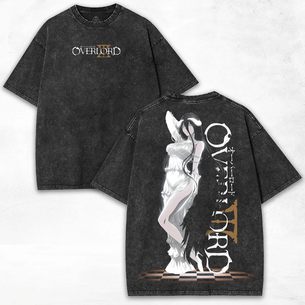 Albedo Overload Anime T-shirt For Men's Clothing Vintage Washed Oversized T Shirt Summer Casual Short Sleeve Cotton Tees Tops