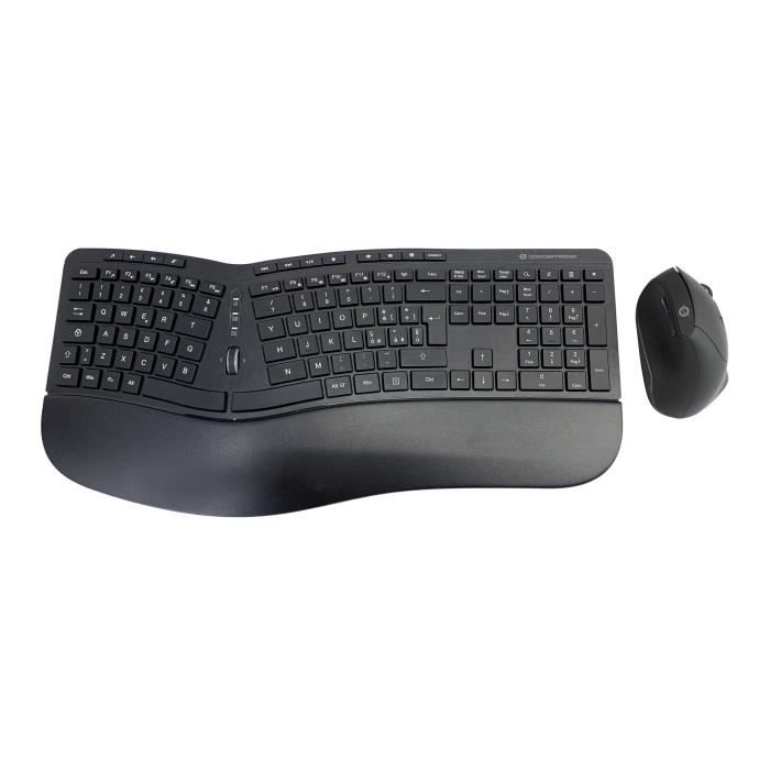 Clavier Ergonomique - CONCEPTRONIC - ORAZIO02IT - Sans Fil - Courbé - Repose-Poignets