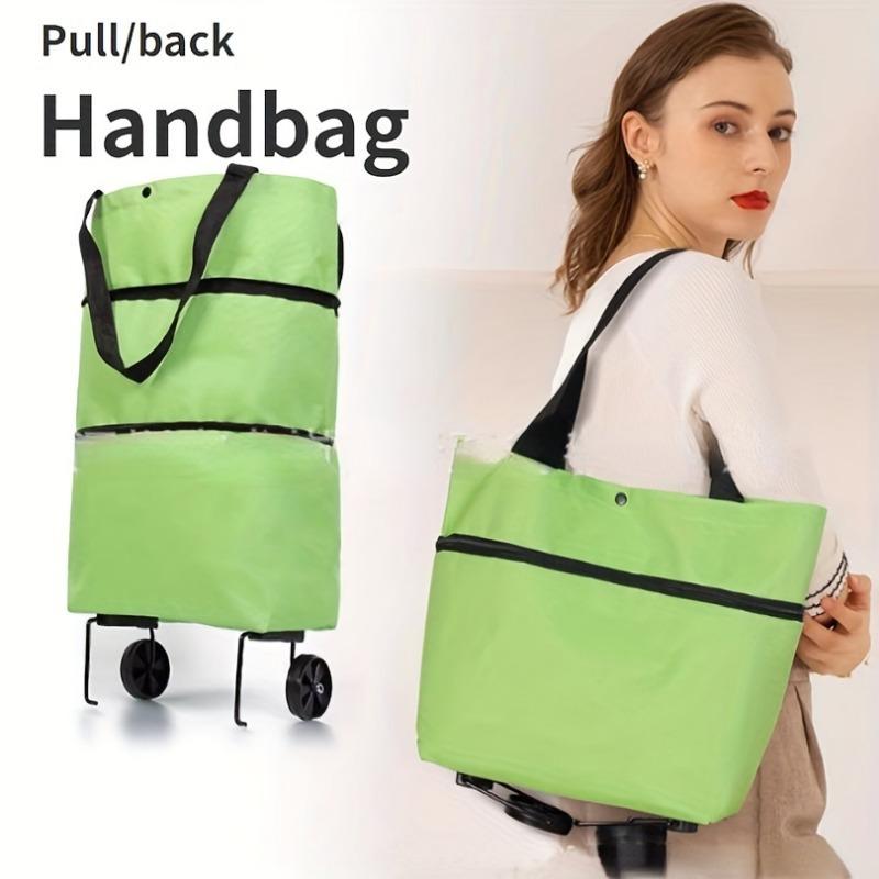 

Складаний кошик для покупок з колесами - легкий, портативний візок для продуктів та доставки, міцна тканина Оксфорд, 9,36 x 6,36 x 4,9 см зелений