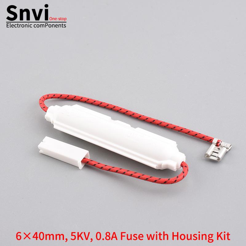 Microwave Oven High-Voltage Fuse with Housing Kit, 5KV, 0.65A-0.9A, Compatible with Midea & Galanz
