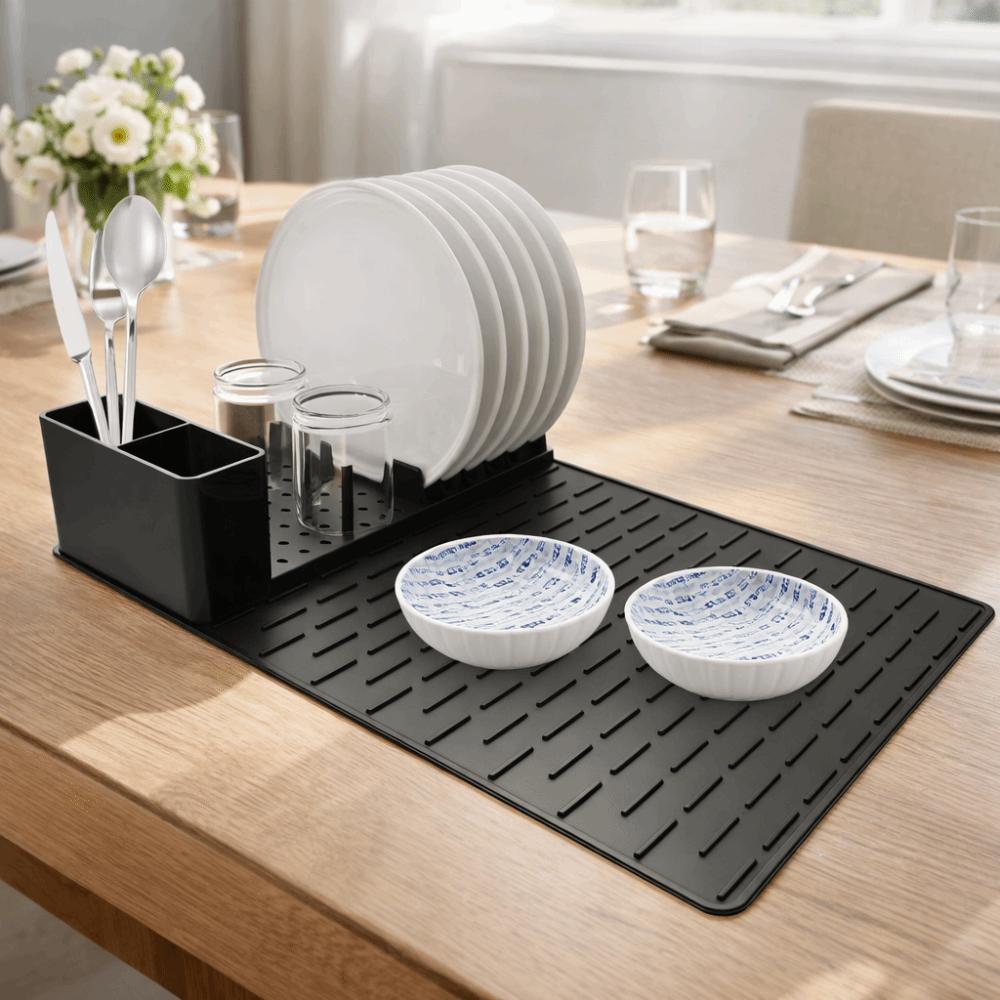 Silicone Dish Drying Mat Heat-resistant Sink Dish Organizer Durable Dish Drying Rack  Kitchen