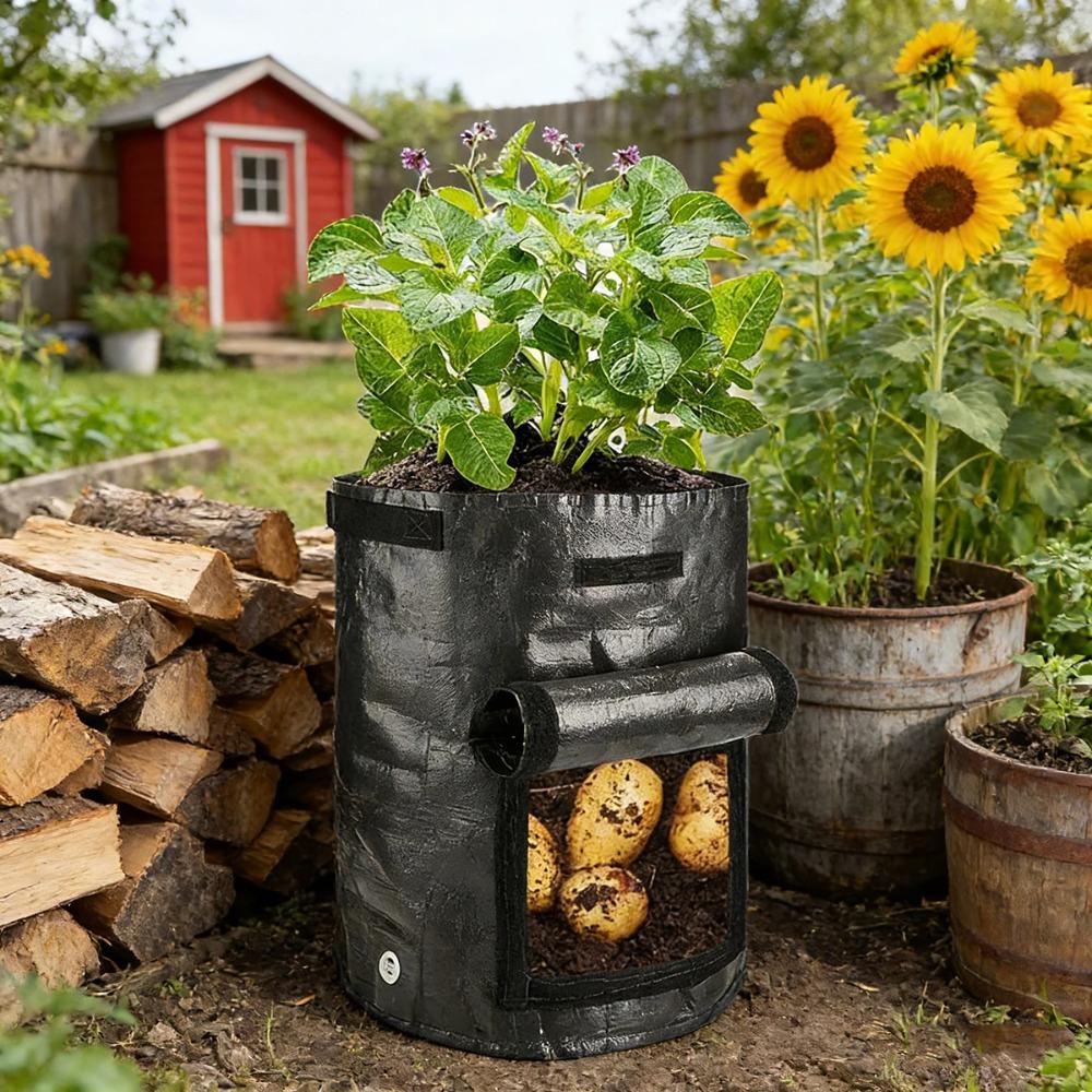 Garden Grow Bags 3/5/7/10 Gallon Potatoes Grow Bags Gardening Plant Growing Bags PE Fabric Carrot Vegetable Planter Container