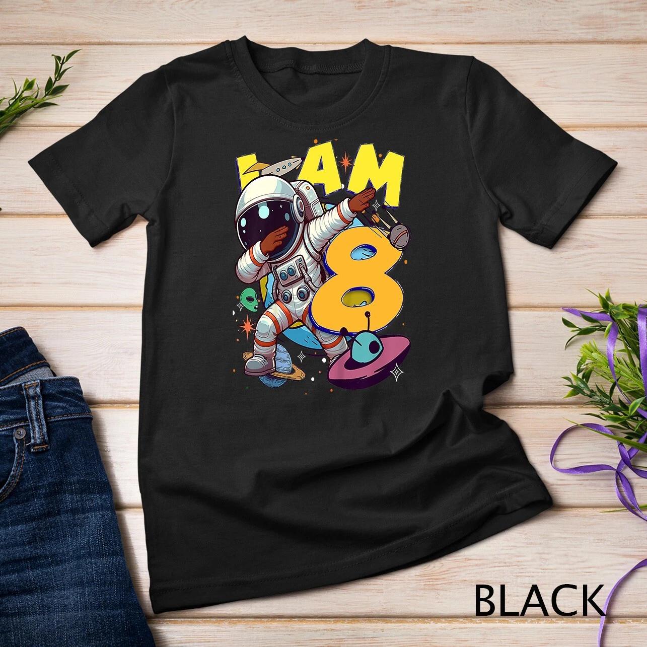 Kids 8 Years Old Birthday Boy Astronaut Space 8th birthday boy Unisex T-shirt S