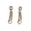 Retro Rhinestone & Pearl Long Stud Earrings - Versatile Shoulder-Sweeping Style