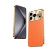 Applicable to Apple 13 mobile phone case electroplated lychee pattern plain leather iPhone17 four corners anti-drop 15/14/16