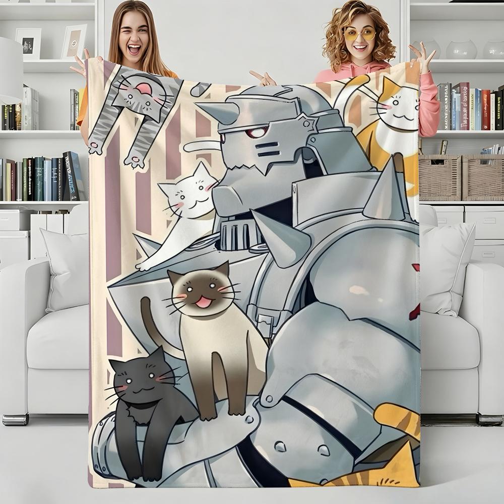 Anime F-Fullmetal Alchemist Throw Flannel Blanket Perfect for Sofa Office Bed Travel Sleep Read Relax Camping Four Season Use
