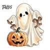 Halloween Party Supplies Wooden Ghost Ornament with Pumpkin Pattern, Double Sided Desktop Decoration, Spooky Tiered Tray Decor Decor, Wood Tabletop