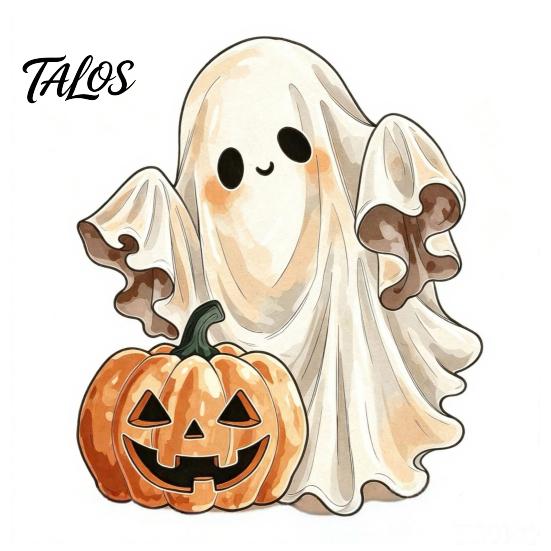 Halloween Party Supplies Wooden Ghost Ornament with Pumpkin Pattern, Double Sided Desktop Decoration, Spooky Tiered Tray Decor Decor, Wood Tabletop