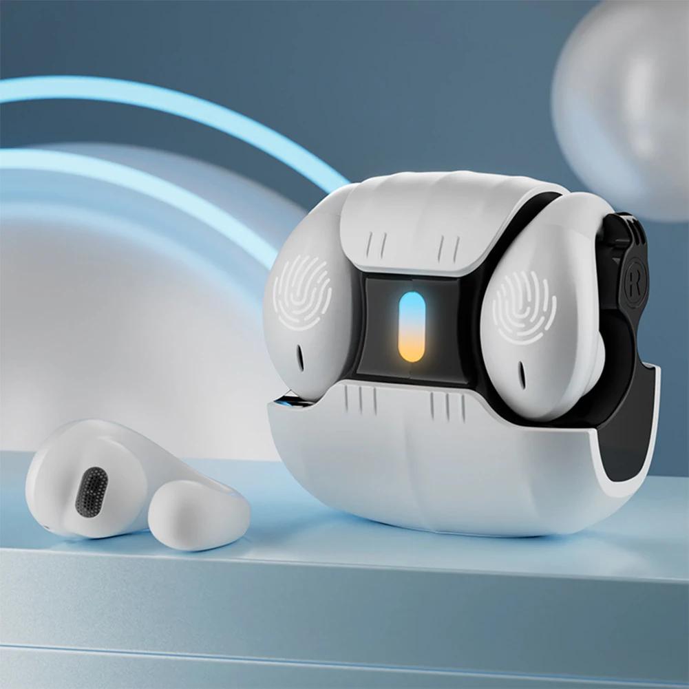 

Type-C Earphone Bone Conduction Open Ear Clip Wireless Bluetooth 5.3 Headphones LED Breathing Light Earbuds for Music білий