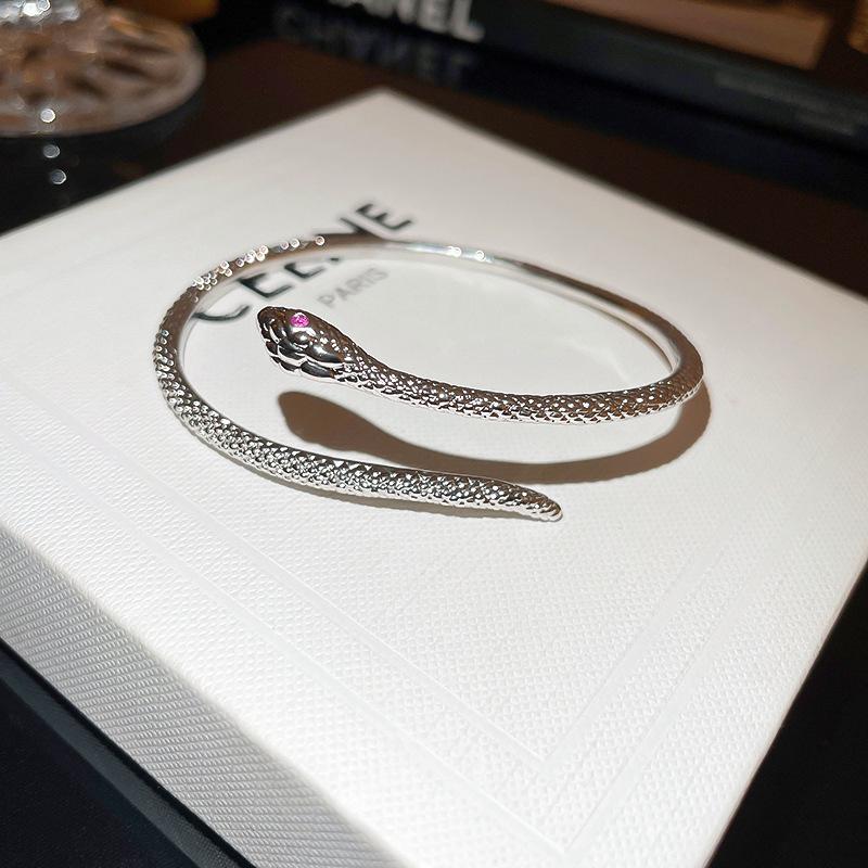 Gold-Plated Zircon Snake Bangle – Luxury Statement Bracelet in National Style