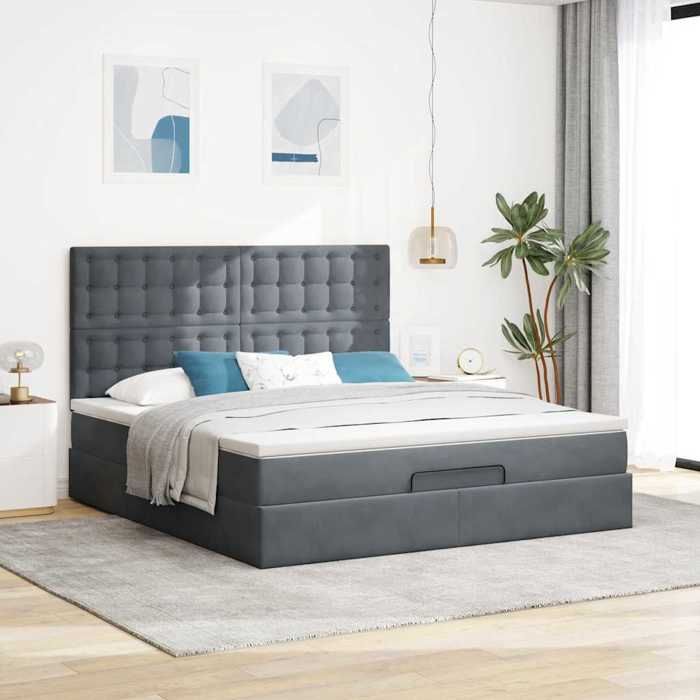 Maison Exclusive - Cadre de lit ottoman avec matelas gris foncé 180x200cm velours
