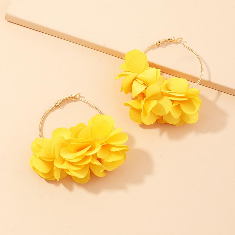 Summer Fashion Alloy Fabric Flower Earrings With Unique Geometric Shape For Ladies