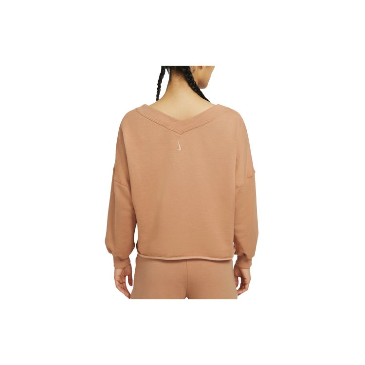 Nike Yoga Luxe Casual Loose Velvet American V-Neck Sweatshirt Women Sweatshirt Brown DA0773-288