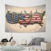 "USA Map with Iconic Landmarks Design" Pattern Wall Hanging Tapestry Decorative Tapestry Home Decor for Bedroom and Living Room