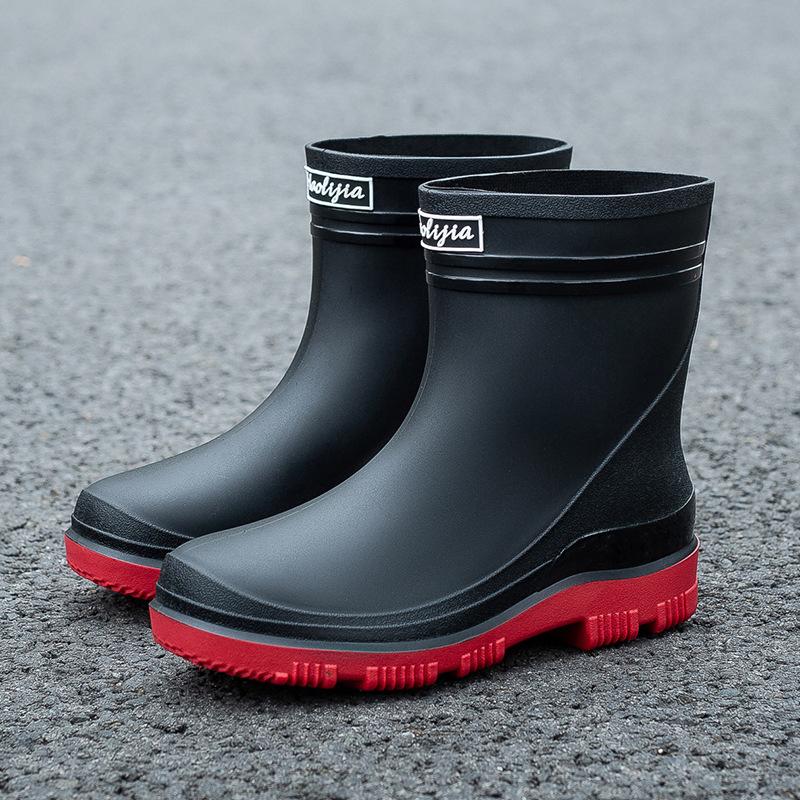 New short tube waterproof shoes men's rain shoes Korean version fashionable wear-resistant kitchen work non-slip rain boots