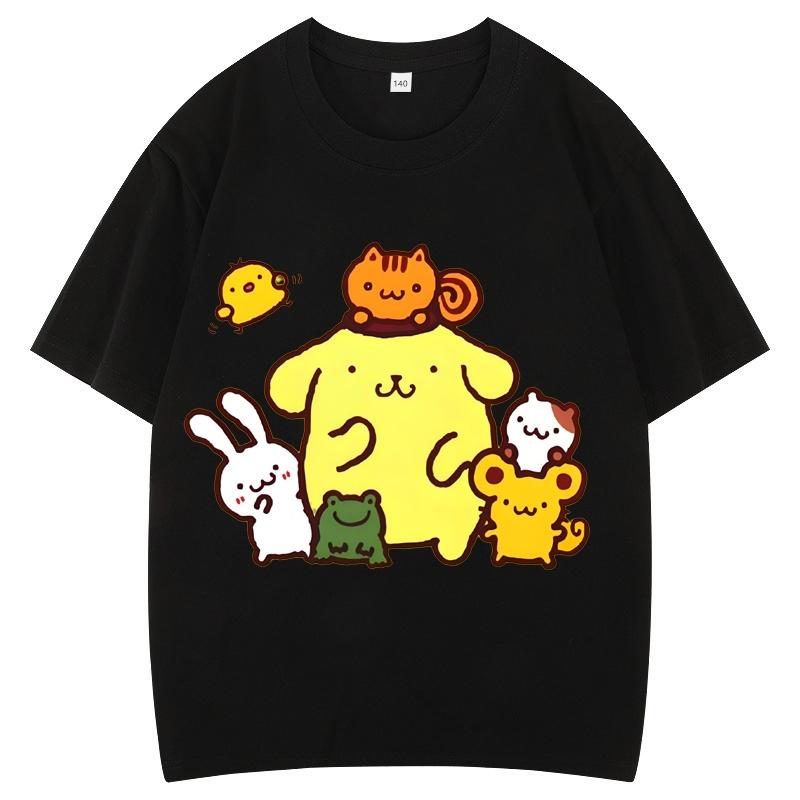 Summer Short-sleeve Girls' T-shirt Pudding Dog Children's Cartoon Casual Men's Clothing Boys' Youth Clothing
