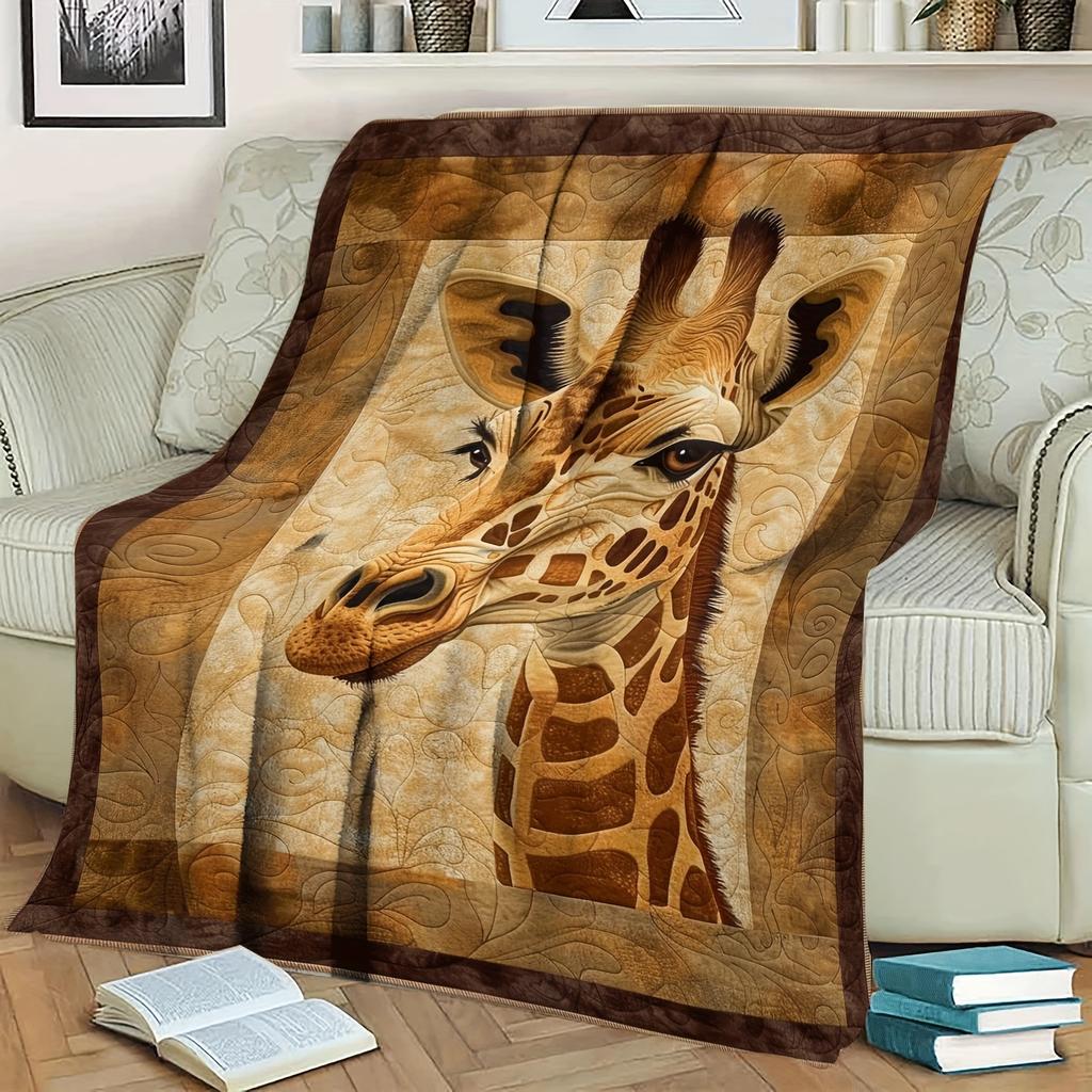 Bohemian Giraffe Flannel Blanket - Soft All-Season Throw for Bed/Couch, Earthy Animal Print, Cozy Gift for Women & Teens, Decor