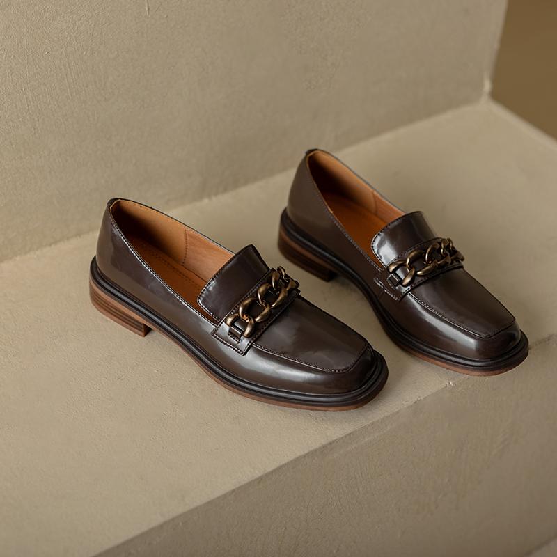 Fashion 2025 New Spring split Leather Women Shoes Casual Slip-On Loafers Round Toe Shoes Woman Zapatos De Mujer Women Platform Shoes