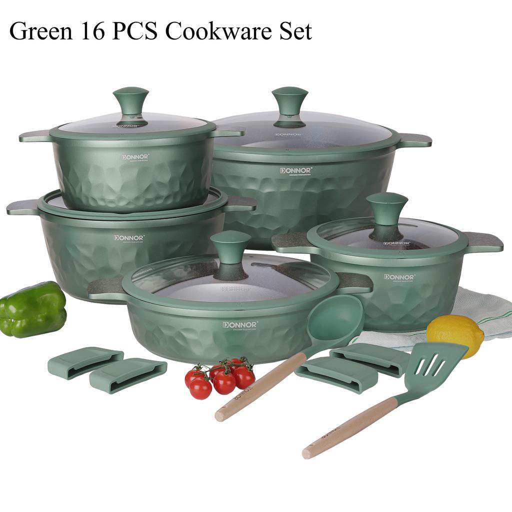 DONNOR Kitchen Cooking Set 12 Pcs Pots and Pans Set Non-toxic Healthy Pots and Pans Set Non Stick Saucepans Steamer Set