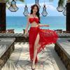 Women's Swimwear Red Two-piece Bikini with A Long Skirt – Flattering Stunning and Sexy Perfect for Beach Holidays and Spa Breaks
