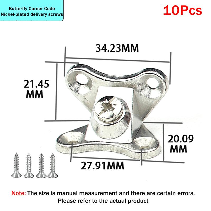 6/10 Set Removable Corner Bracket Zinc Alloy Butterfly Corner Bracket With Screws - Support Connectors For Furniture Drawers