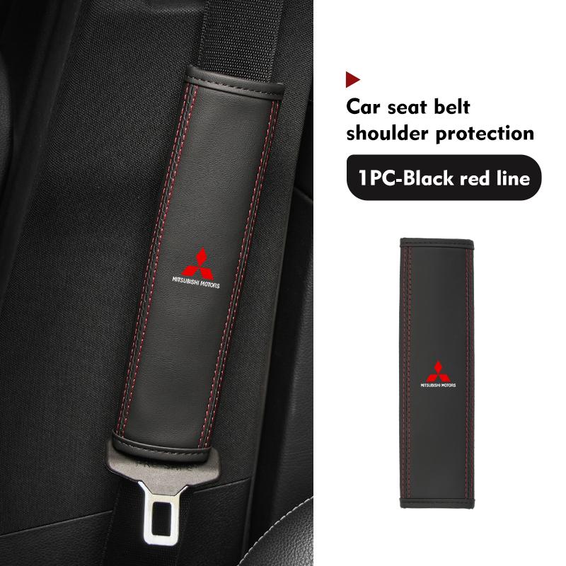 Car Logo Seat Belt Cover Shoulder Strap Protector Pads Interior Accessories For Mitsubishi Outlander Pajero Sport Lancer EX ASX