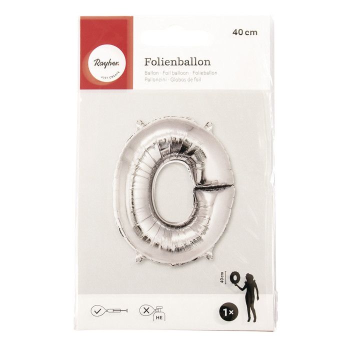 Ballon Lettre O, 40cm, 1pce. , argent
