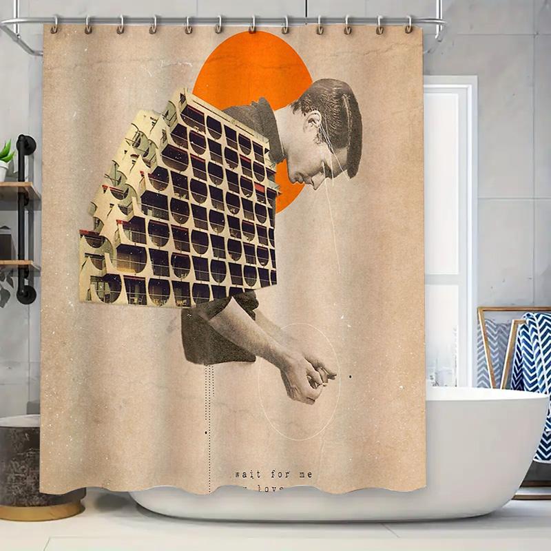 

Abstract Black White Modern Shower Curtain Geometric Minimalist Bathroom Decor Waterproof Liner Home Textile Art W60H190(CM)-1 Pcs