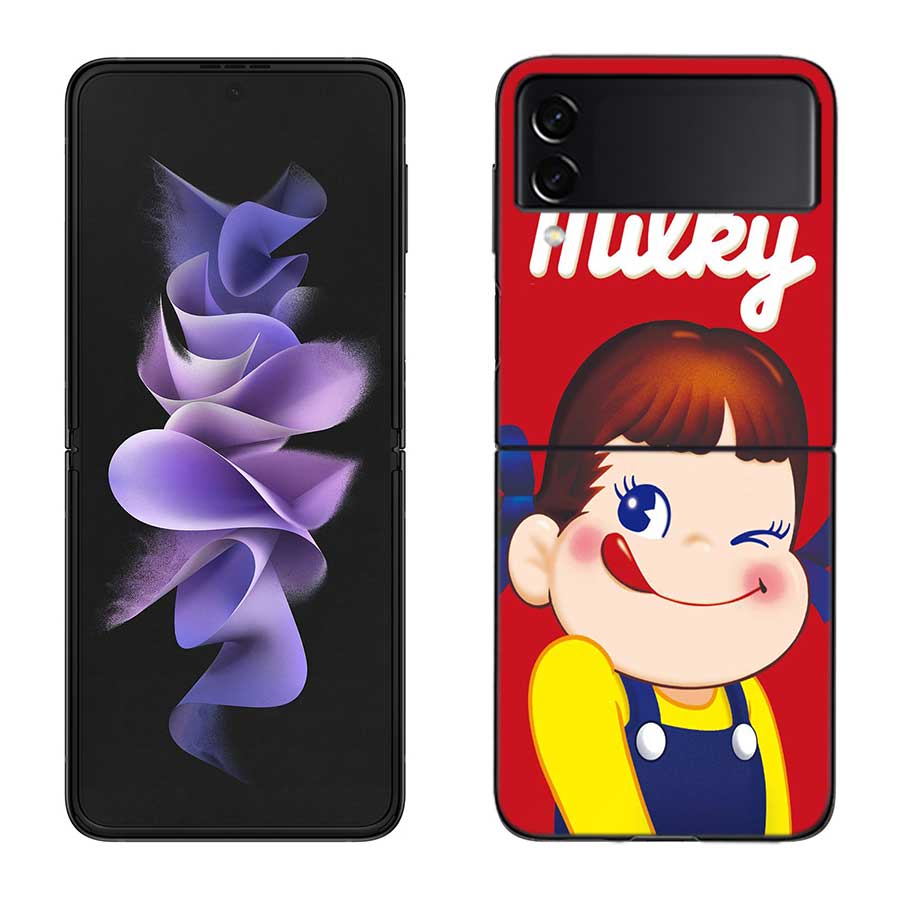 

F-Fujiya M-Milky P-Peko C-chan Мультяшный Чехол для Телефона для Samsung Z Flip 7 6 5G Galaxy Z Flip 5 4 3 Черный Жесткий Чехол Роскошный ПК Samsung Z Flip 3 5G
