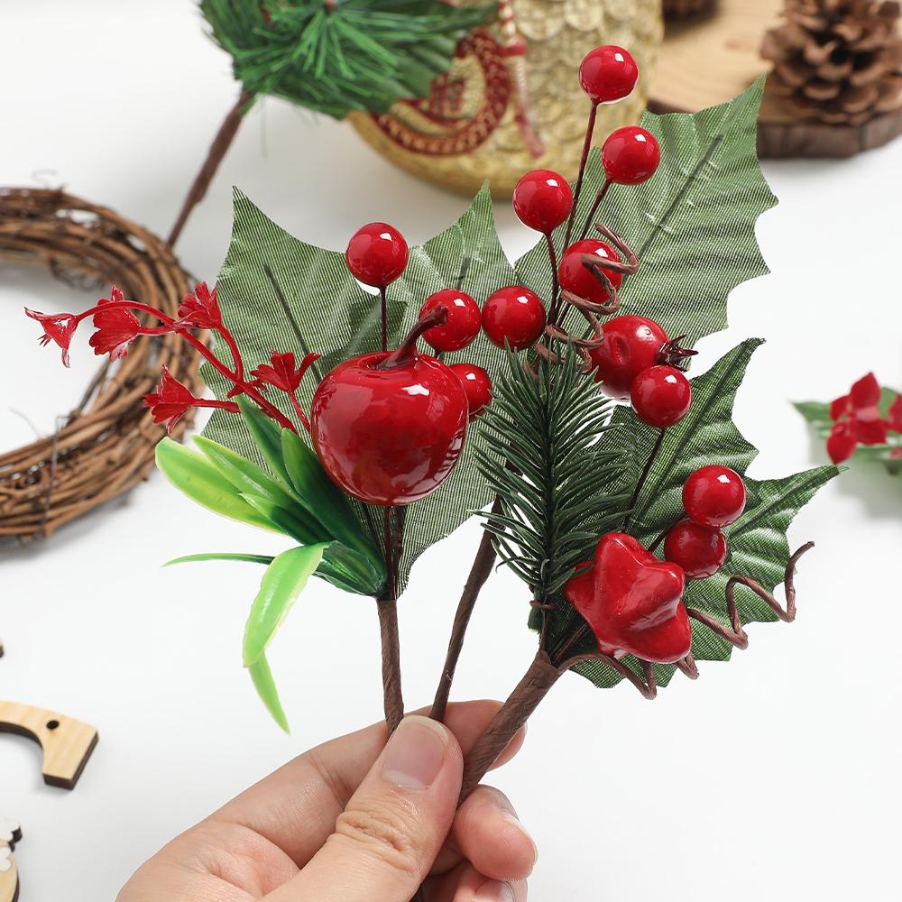 3/5Pcs Christmas Decoration Artificial Berry Bouquet Pine for Home Decor Crafts Garland Navidad New Year 2026 Garland Accessory