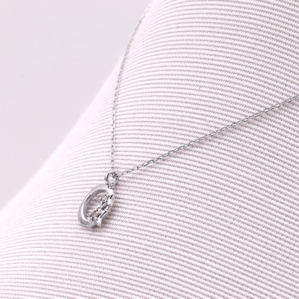 Estelle K10 White Gold Diamond Moon Necklace 0442-0061-0020-0000