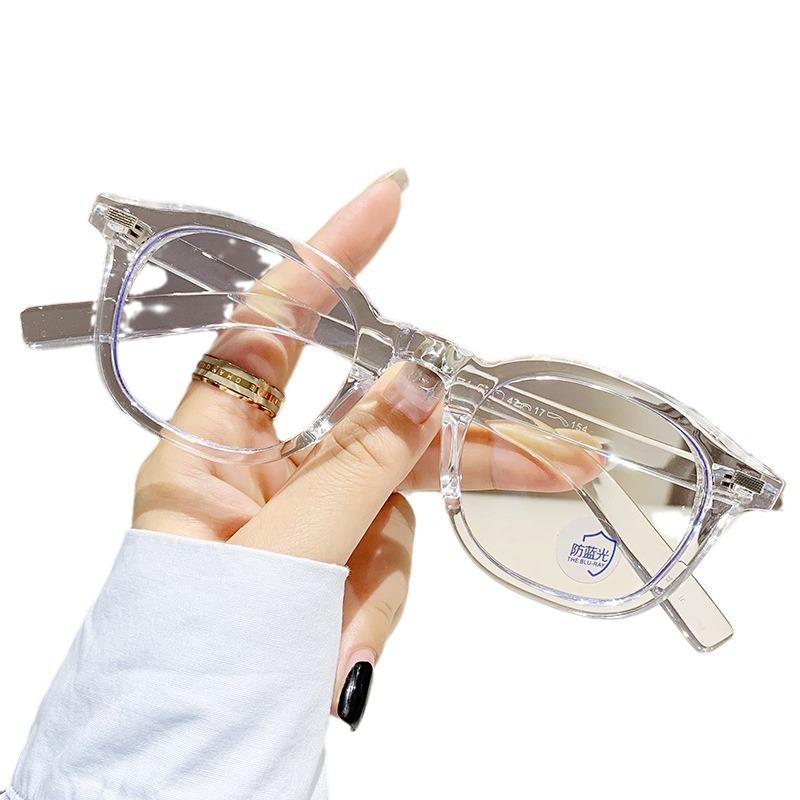 Black frame myopia glasses frame recommended TR versatile glasses frame oval plain anti-blue light