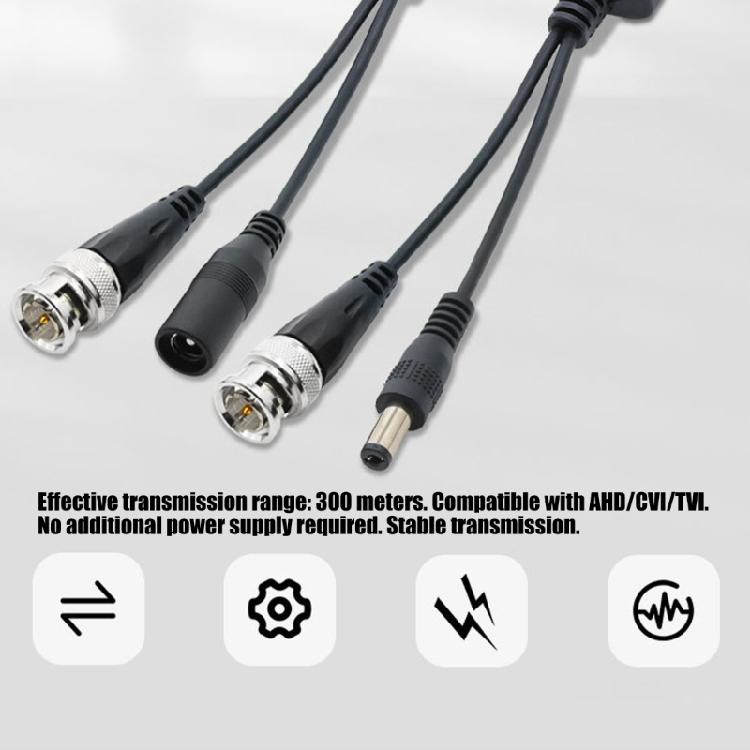 CCTV Video Balun Adapter Set with BNC Connector, RJ45 Port DC5.5X2.1Mm Power Cable for Analog Surveillances Layouts