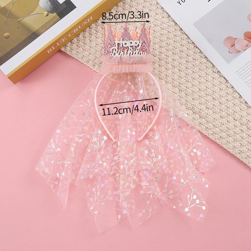 New Birthday Hat 1 2 3 Baby Shower Party Hats for Girls Crown Headband With Lace Children Happy Birthday Decoration Supplies