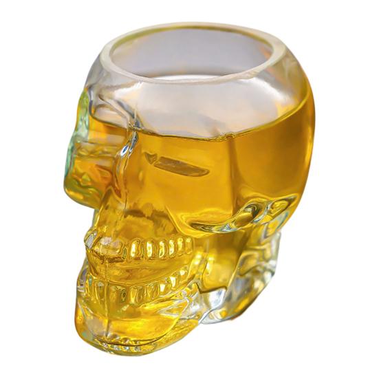 Skleněná karafka ve tvaru lebky, 3D gotická láhev na whisky se zátkou, Nový dávkovač likérů pro domácí bar, Halloweenský dárek