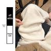 Women's Off-White Wool Blend Wide-Leg Pants: Autumn/Winter Style, Relaxed Fit, Fleece-Lined, Floor-Length Knit
