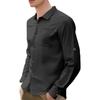Mens Cotton Linen Shirt Spread Collar Spring Fall Button Down Shirt Lightweight Breathable Casual