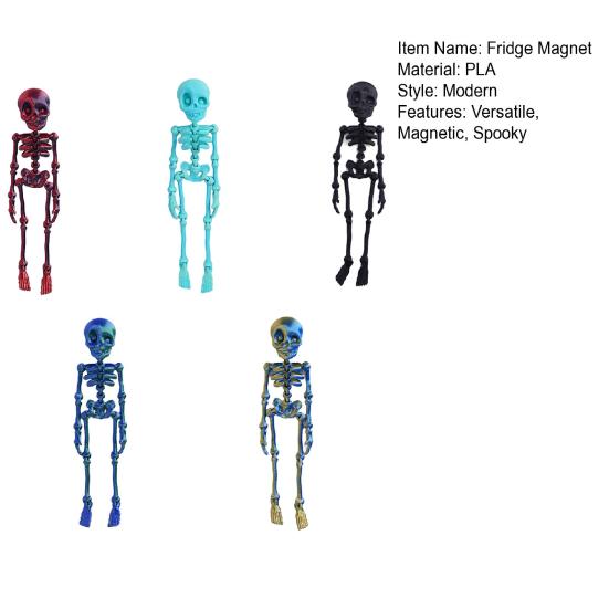 Skull Fridge Magnets with Movable Joints Halloween Poseable Skeleton Fridge Magnet Quirky Gothic Refrigerator Stickers for Kitchen Office