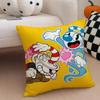 Retro Cartoon American Game CCuphead Cushion Cover Throw Pillow Cover Hidden Button Durable Polyester Chair Cushion