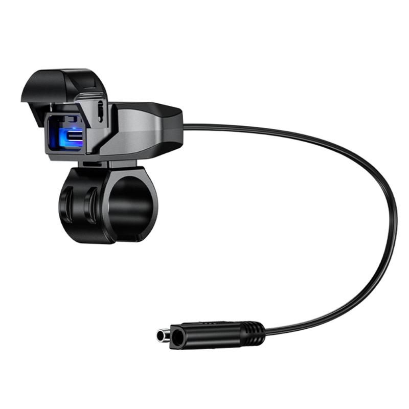 Motorcycle Type-C Port SAE To USB-C Adapter DC9-24V Fast-Charging Adapter Power Outlet for Cellphone Tablets