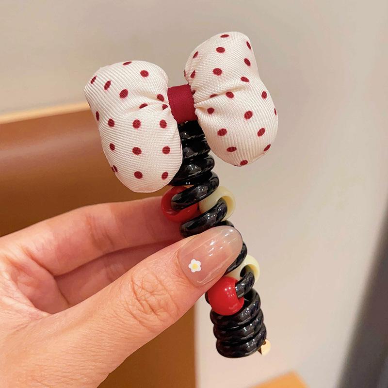 Red Polka Dot Hair Ties for Girls - Princess Baby Updo Ponytail Accessories