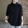 Women's Solid Color Fleece Lined Half High Neck Sweatshirt Oversized Long Sleeve Pullover Casual Warm Top