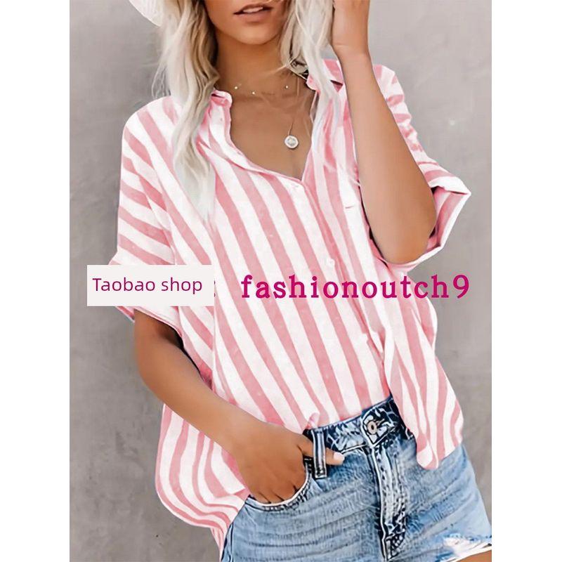 

2025 Повседневный топ-рубашка с принтом в полоску и контрастными рукавами Dark red L